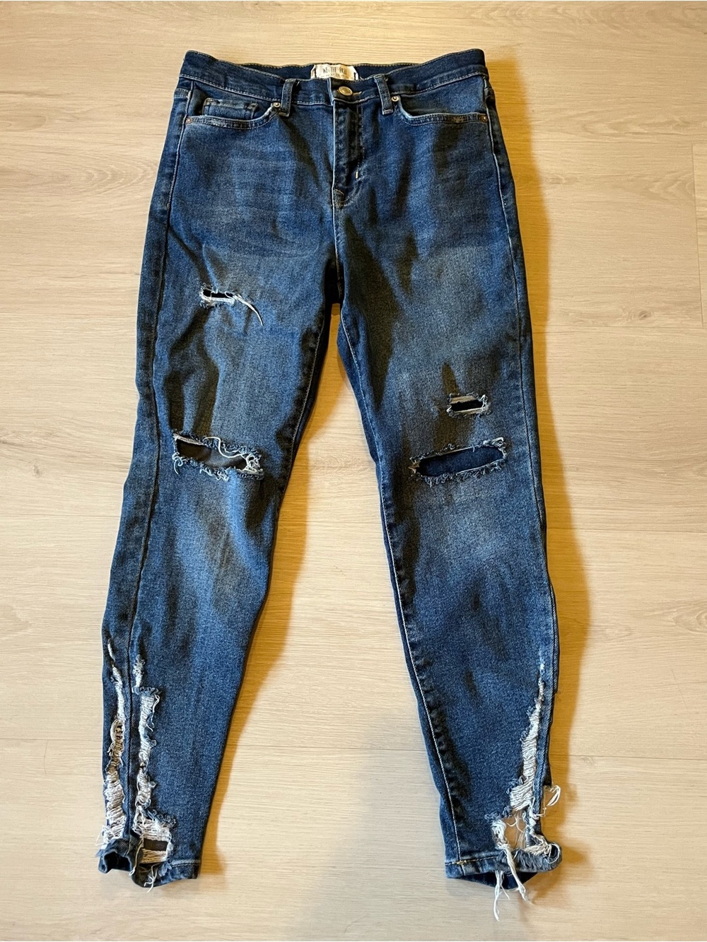 We The Free Women's Dark Blue Distressed High Rise Skinny Ankle Jeans Size 28